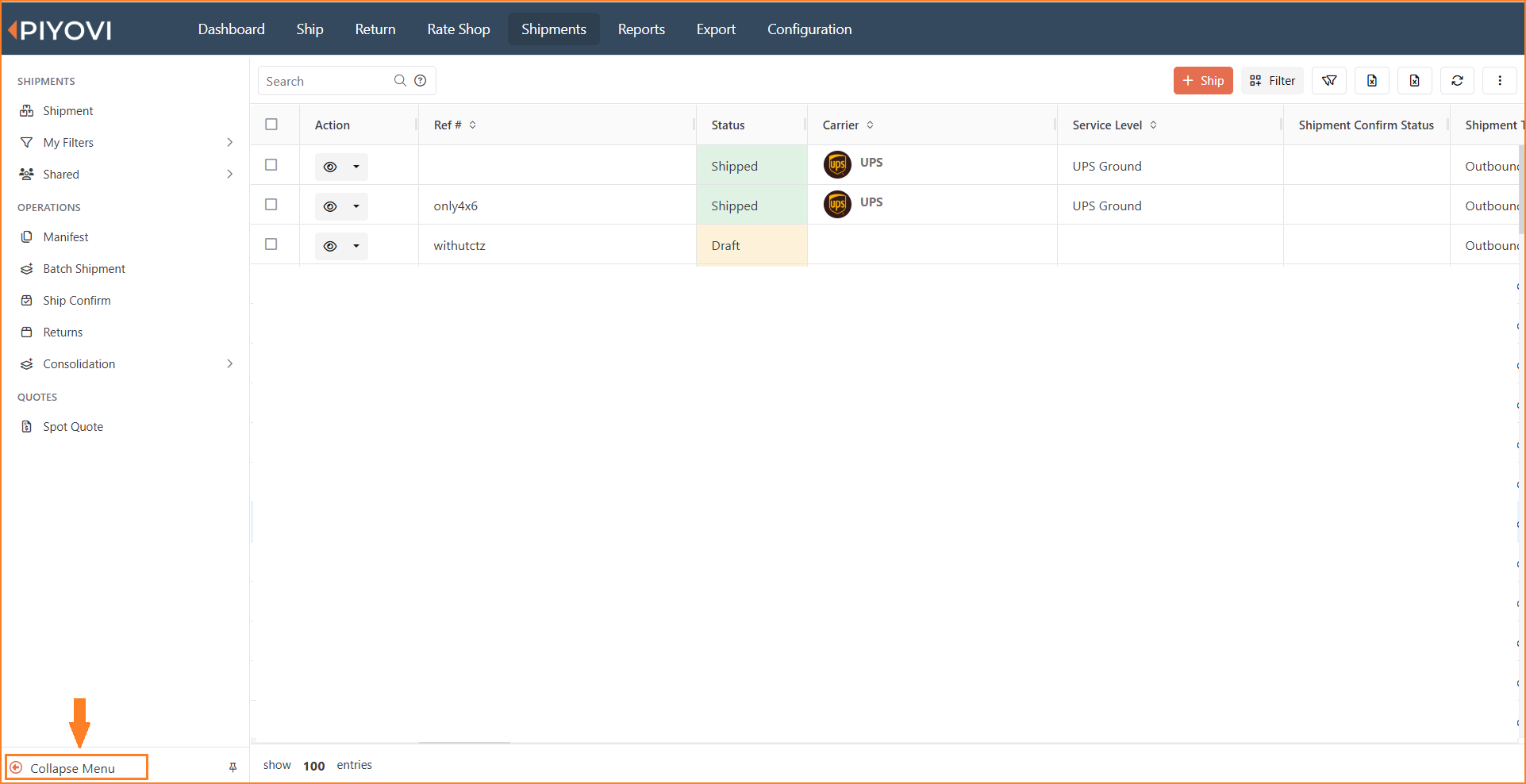 sidebar with the Collapse Menu control highlighted at the bottom.png