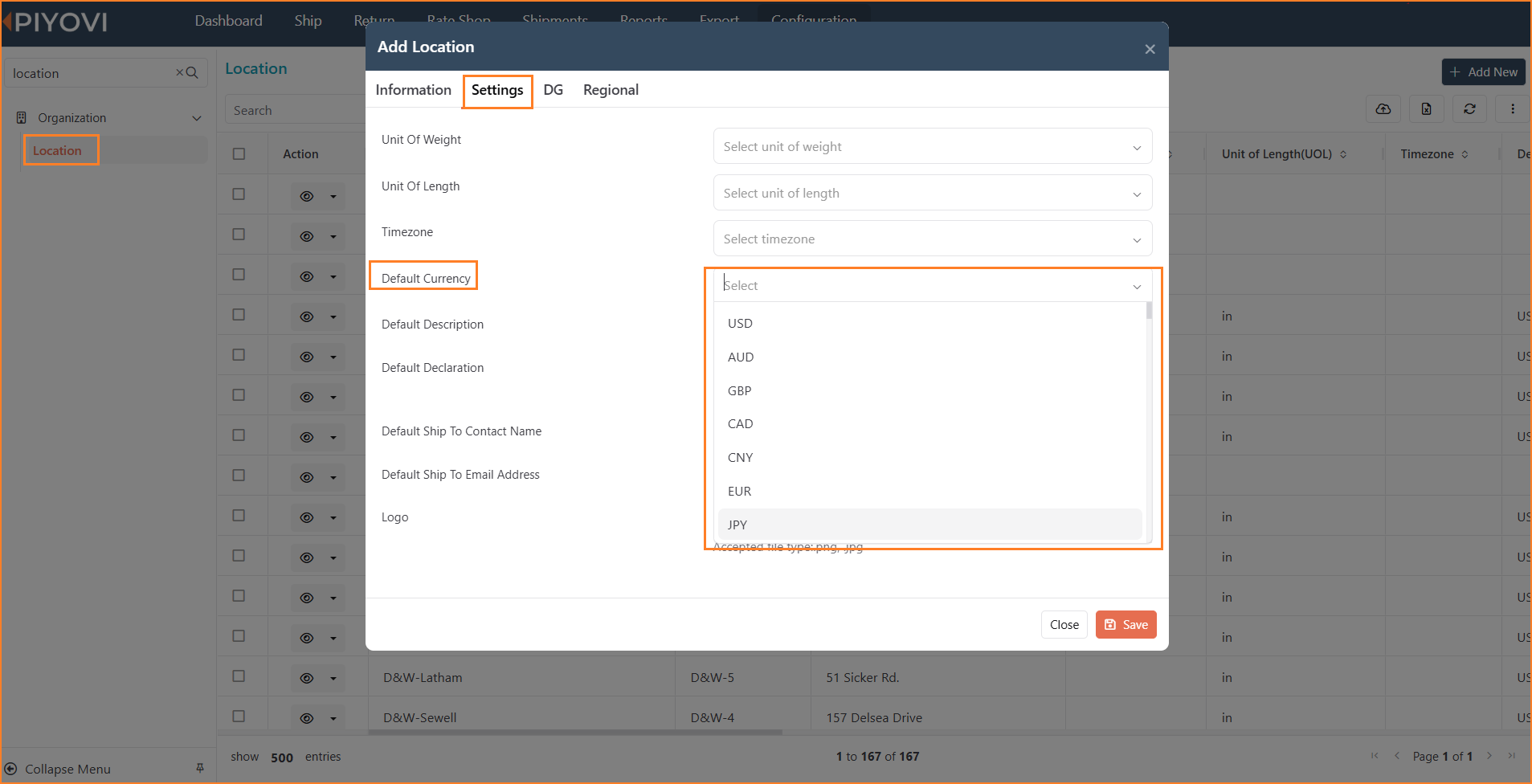 Edit Location dialog showing Default Currency field.png